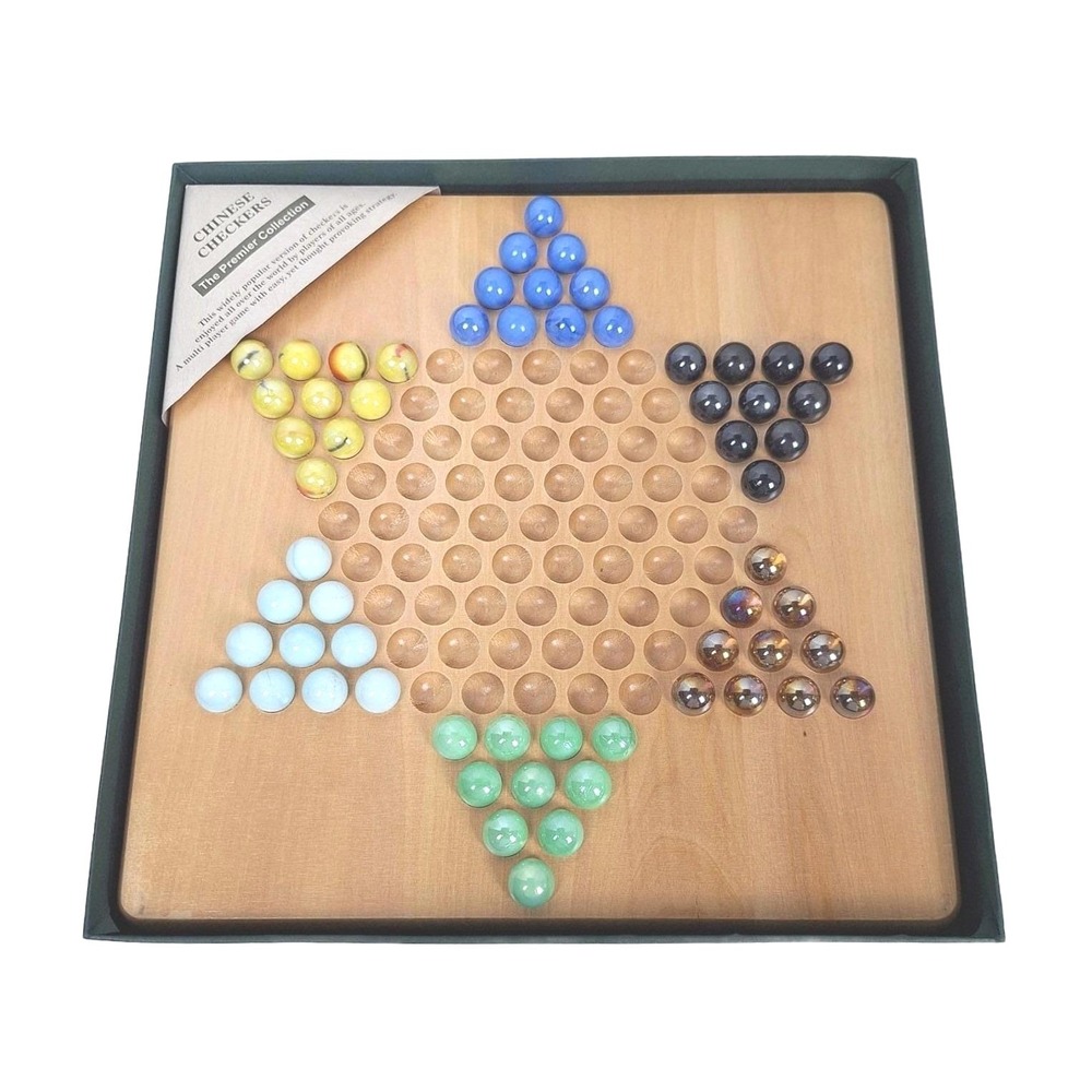 Cardinal The Premier Collection Chinese Checkers Wooden Board Glass Marbles 2000